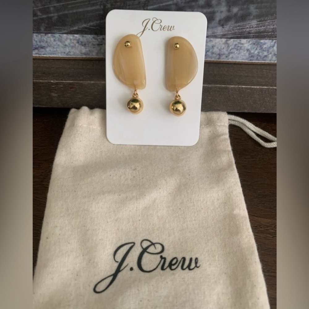 J.Crew acetate stone and ball drop earrings. - NWT